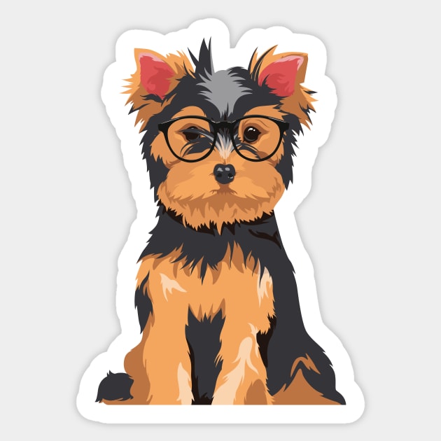 Cute Hipster Little Yorkshire Terrier T-Shirt for Dog Lovers Sticker by riin92